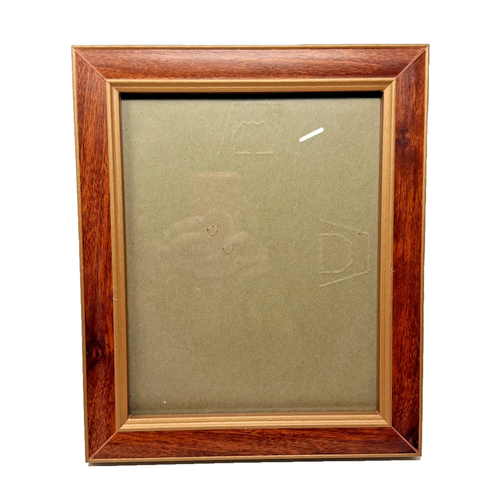 Vintage Wooden Picture Frame w Glass Brown Two-Tone Finish 12x10 GUC